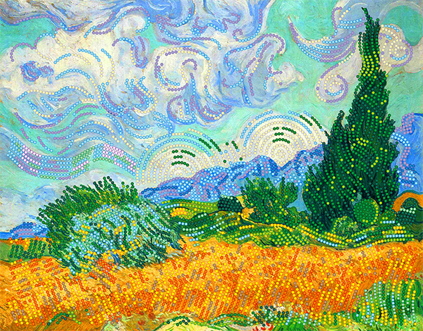 Набор для вышивки бисером PA-1473 Винсент Ван Гог Пшеничное поле с кипарисом