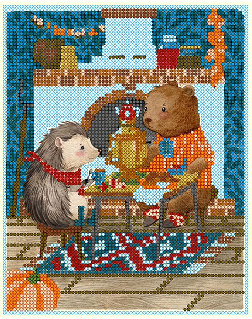Набор для вышивки бисером PA-1545 Ёжик и медвежонок