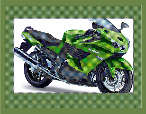 Набор для вышивки бисером PA-1557 Зеленый мотоцикл