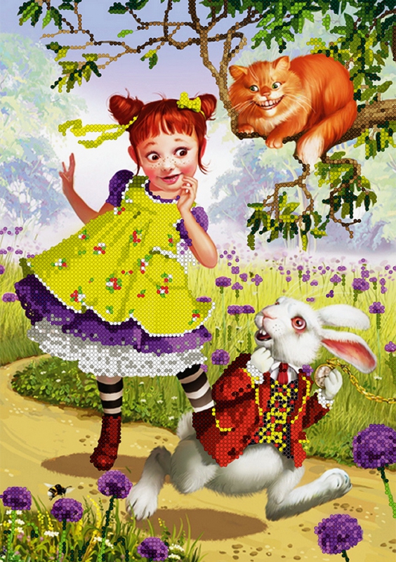 Набор для вышивки бисером PA-1871 Алиса, Кот и Кролик